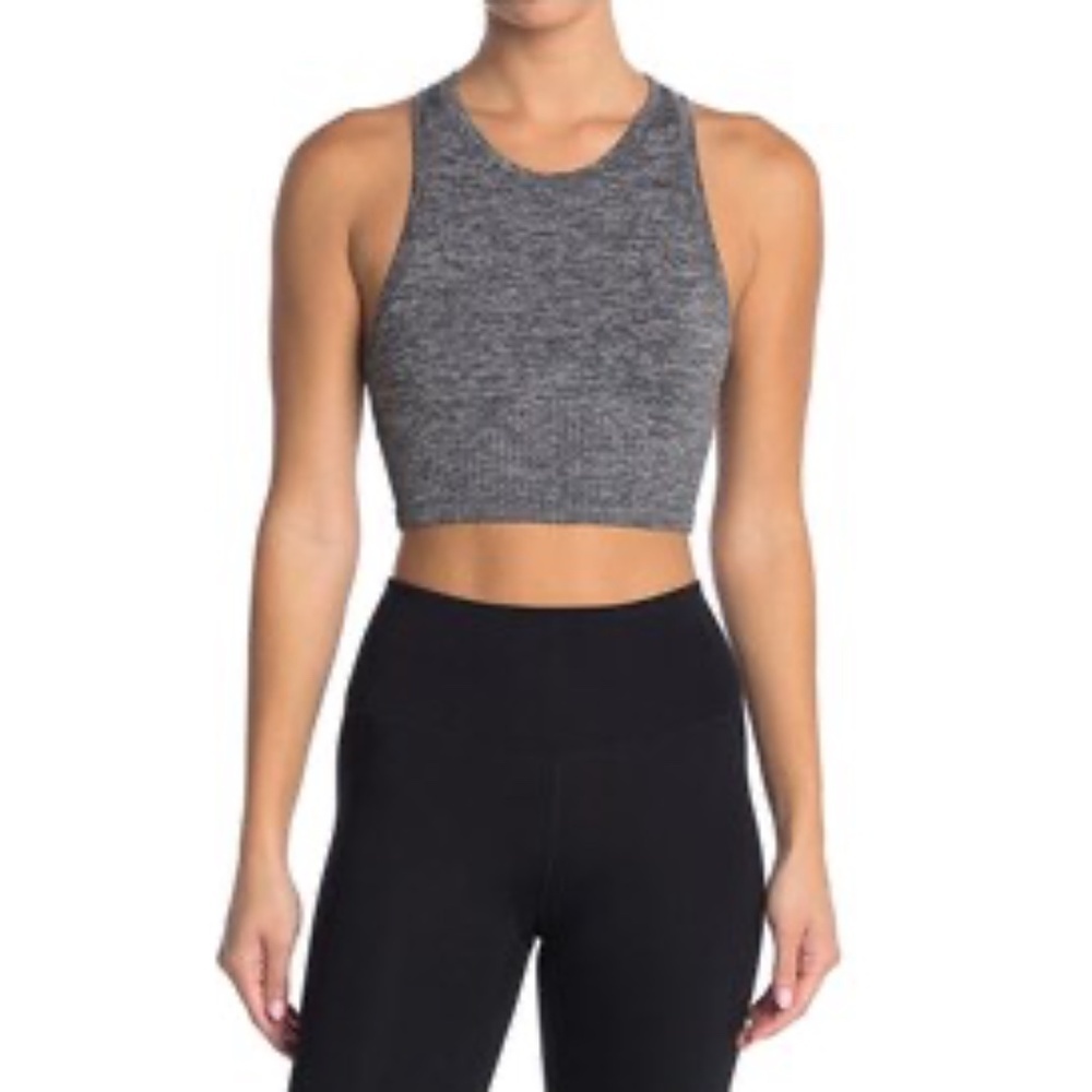 Beyond Yoga Charcoal Grey High-Neck Bralette Sports Bra Size XS